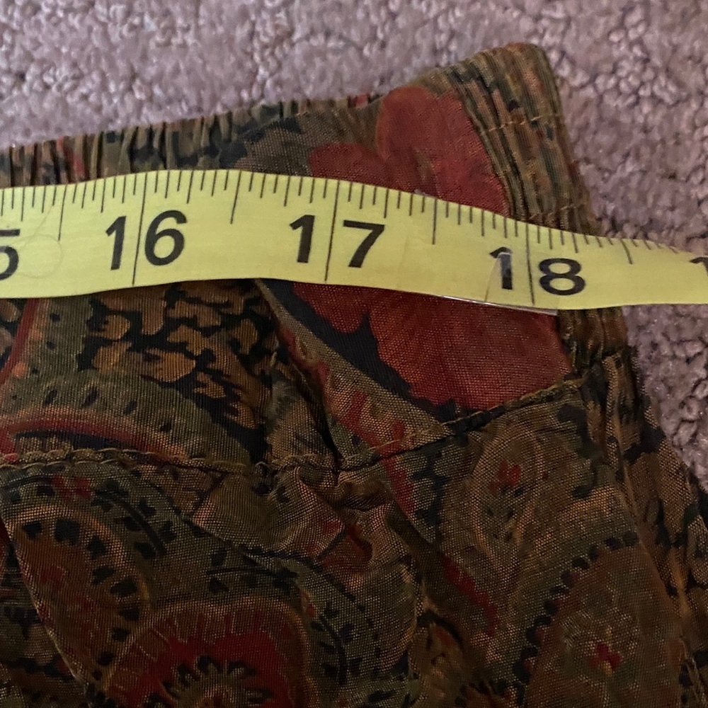 Vintage Adrian Jordan Olive Green Paisley Skater Skirt Floral Boho - Picture 4 of 7